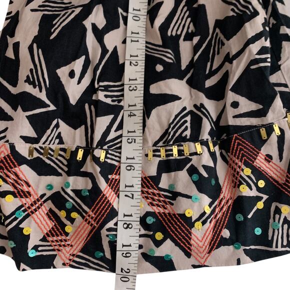 Anthro Odille Skirt Women's Size 0 Abstract Embroidered Beaded Hem Flare City - Picture 13 of 13